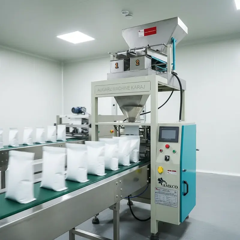 راهنمای جامع انواع دستگاه بسته بندی شکر: از نیمه‌اتوماتیک تا خطوط تمام اتوماتیک 📈 4