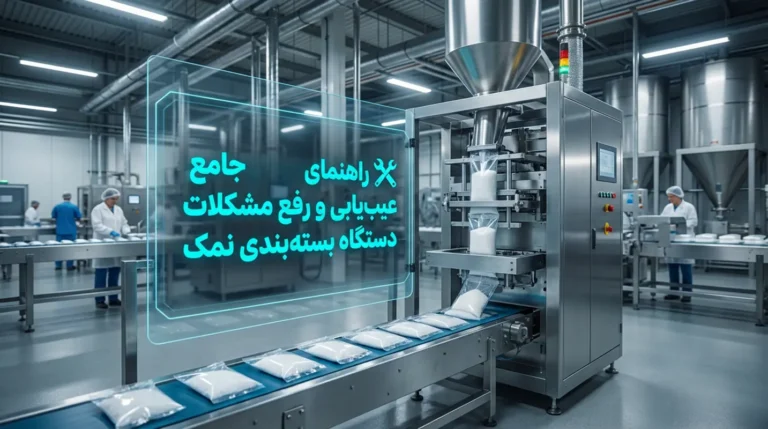 به دنبال راه حل مشکلات دستگاه بسته بندی نمک هستید؟ راهنمای تخصصی رفع نوسان وزن، خرابی دوخت ساشه و ارورهای لودسل به همراه جدول عیب‌یابی را اینجا بخوانید.