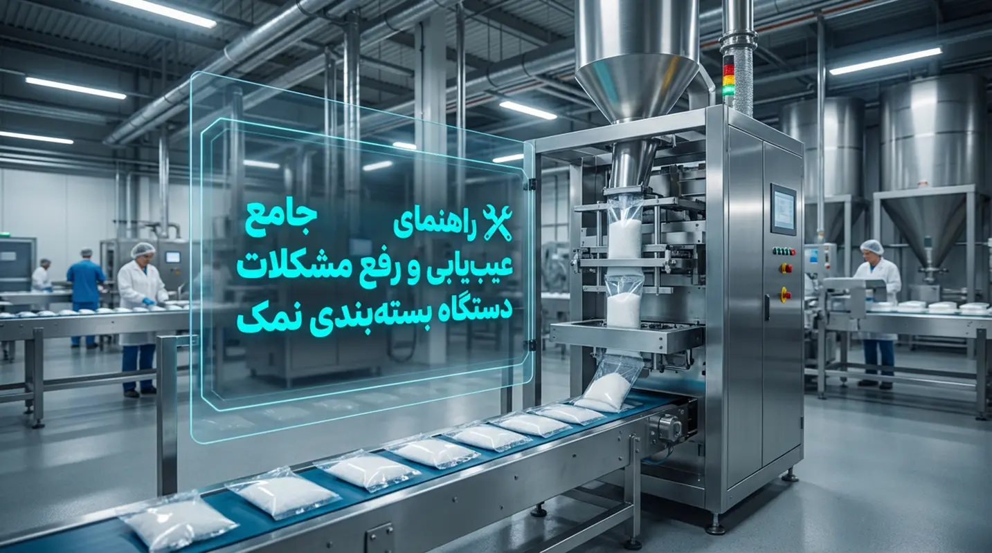 به دنبال راه حل مشکلات دستگاه بسته بندی نمک هستید؟ راهنمای تخصصی رفع نوسان وزن، خرابی دوخت ساشه و ارورهای لودسل به همراه جدول عیب‌یابی را اینجا بخوانید.