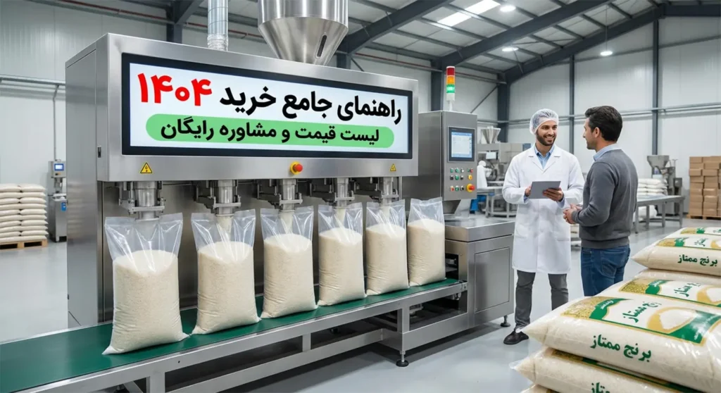 جامع‌ترین راهنمای خرید دستگاه بسته بندی برنج ۱۴۰۴ + لیست قیمت و مشاوره رایگان 🌾 4